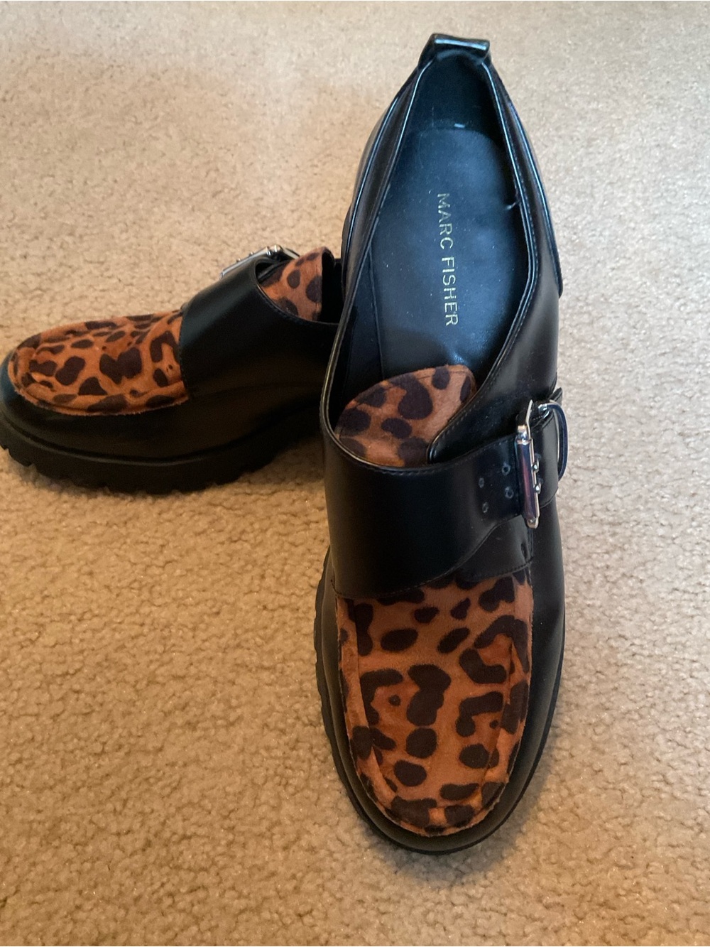 Marc Fisher Black Animal print Loafers. Sz. 11 - Picture 2 of 4